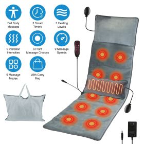 Full Body Electric Massage Mat with Heat Vibration Massage Pad Cushion Back Massage Mattress Chair Pad with Inflatable Head Pillow Lumbar Pillow