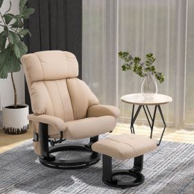 Beige Massage Recliner Chair with Ottoman, 10-Point Vibrating Heat Function, Ultimate Comfort