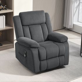 Recliner Massage Armchair with Heat, Oversized Swivel Rocker with Footrest, Remote and Side Pockets, Gray