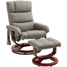 HOMCOM Massage Recliner Chair with Ottoman, Swivel Recliner and Footrest, Faux Leather Reclining Chair with Remote Control