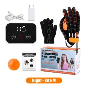 Upgraded Left Right Hand Massage Rehabilitation Robot Gloves Device for Stroke Hemiplegia Hand Function Recovery Finger Trainer (Color: Right M)