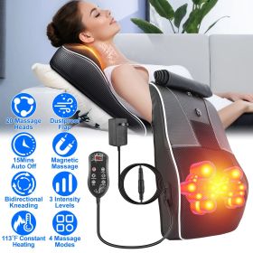 Back Massager with Heat 3D Kneading Massage Pillow Shiatsu Full Body Massager for Back Neck Waist Arm Abdomen Calf (Color: Black)