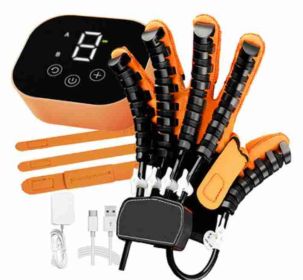 NEW Rehabilitation Robot Glove Finger Training Stroke Hand Splint with 4 Modes Portable Hemiplegia Physical Therapy Equipment (Color: Orange, Specification: Left hand S)